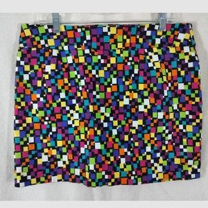 Attyre New York Multi-colored Geometric Print Tennis Skort Sz 14 EUC